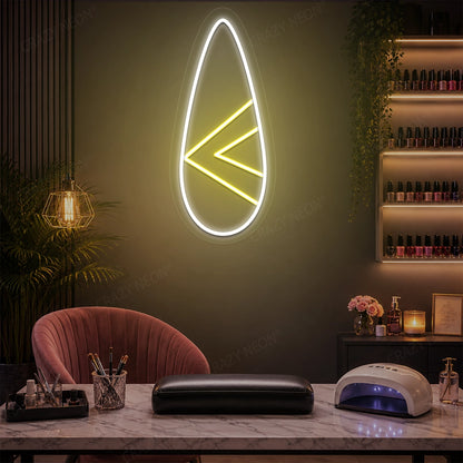 Sleek Nail Neon Sign in Yellow color