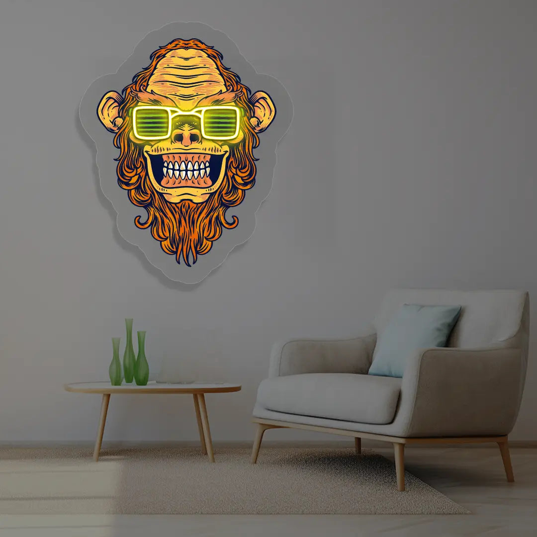 Funky Chimp Neon Artwork in Yellow color