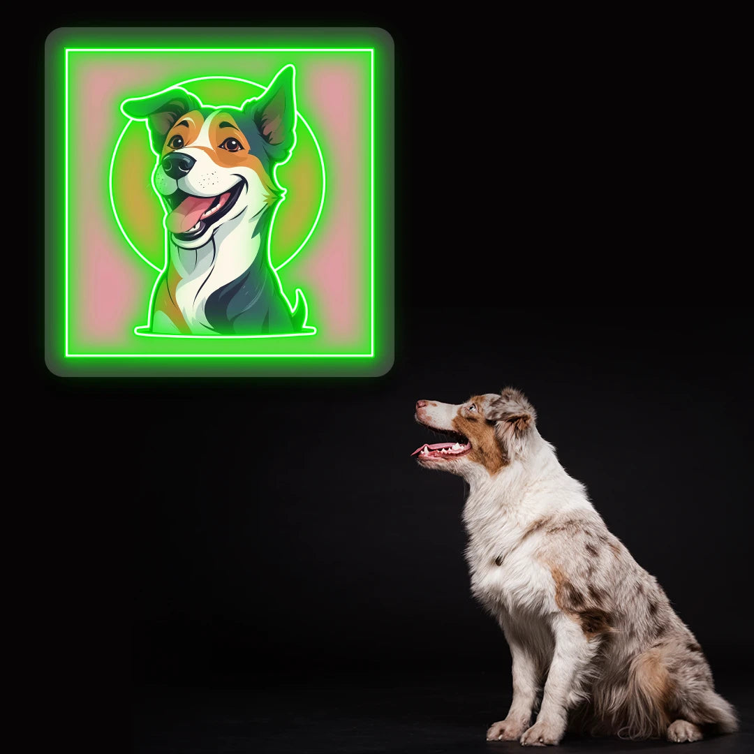 Happy Aussie Halo Neon Artwork in Green LED