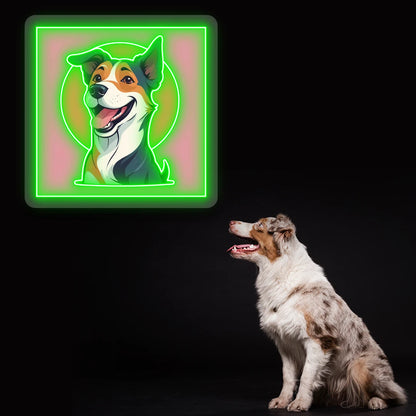 Happy Aussie Halo Neon Artwork in Green LED