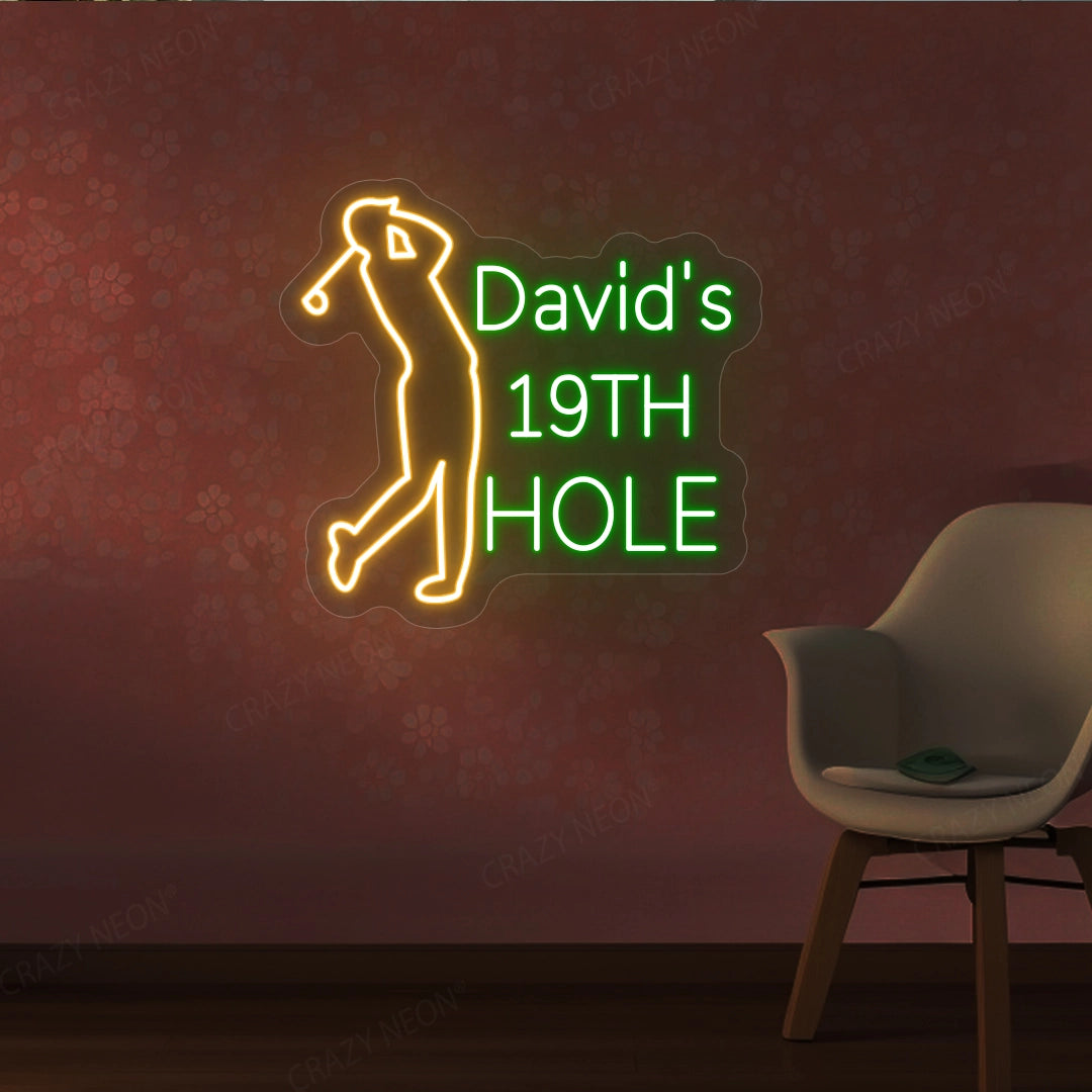 David's 19th hole Golf Neon Sign | Green