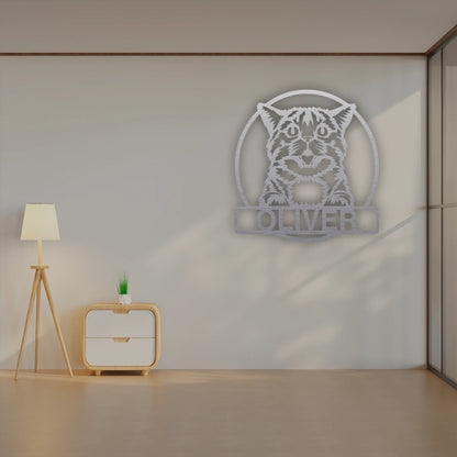 Cat Name Personalized Metal Monogram in Silver finish