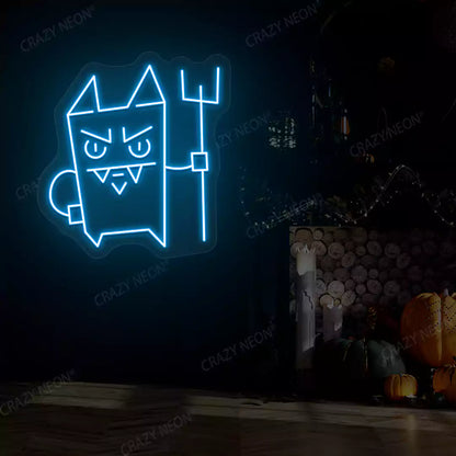 Devil Cat Neon Sign | Iceblue