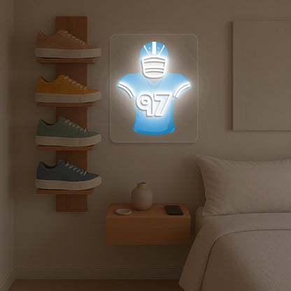 Detroit Hutchinson 97 Jersey Football Neon Artwork