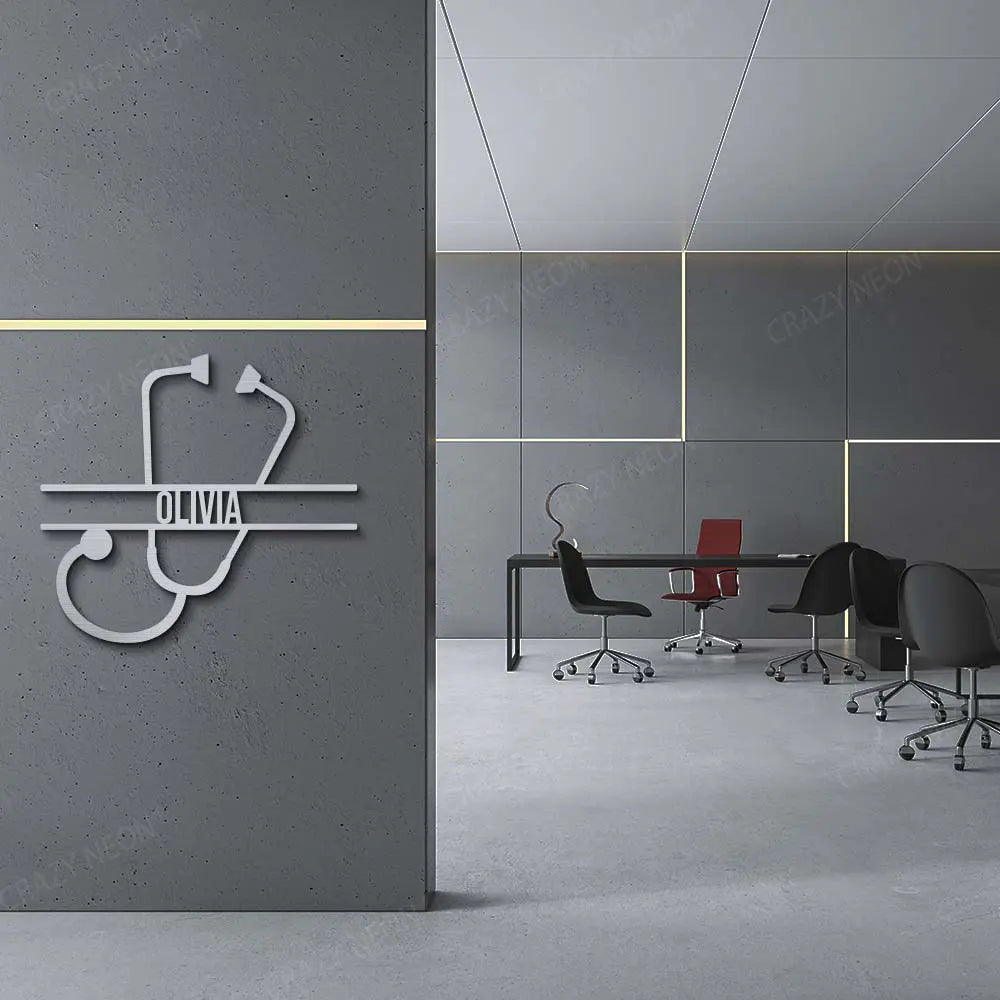 Stethoscope Personalized Metal Monogram in Silver colour 