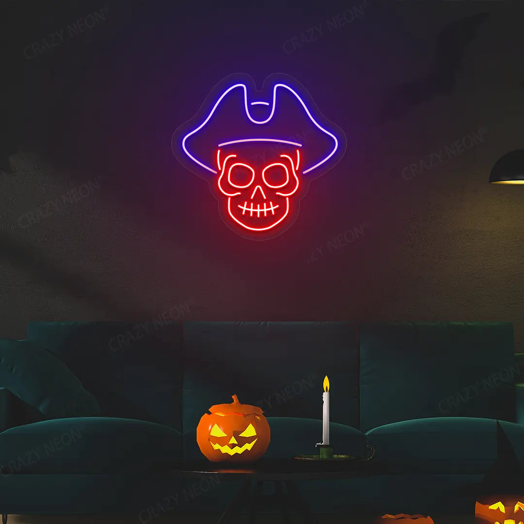 Pirate Skull Neon Sign | Red