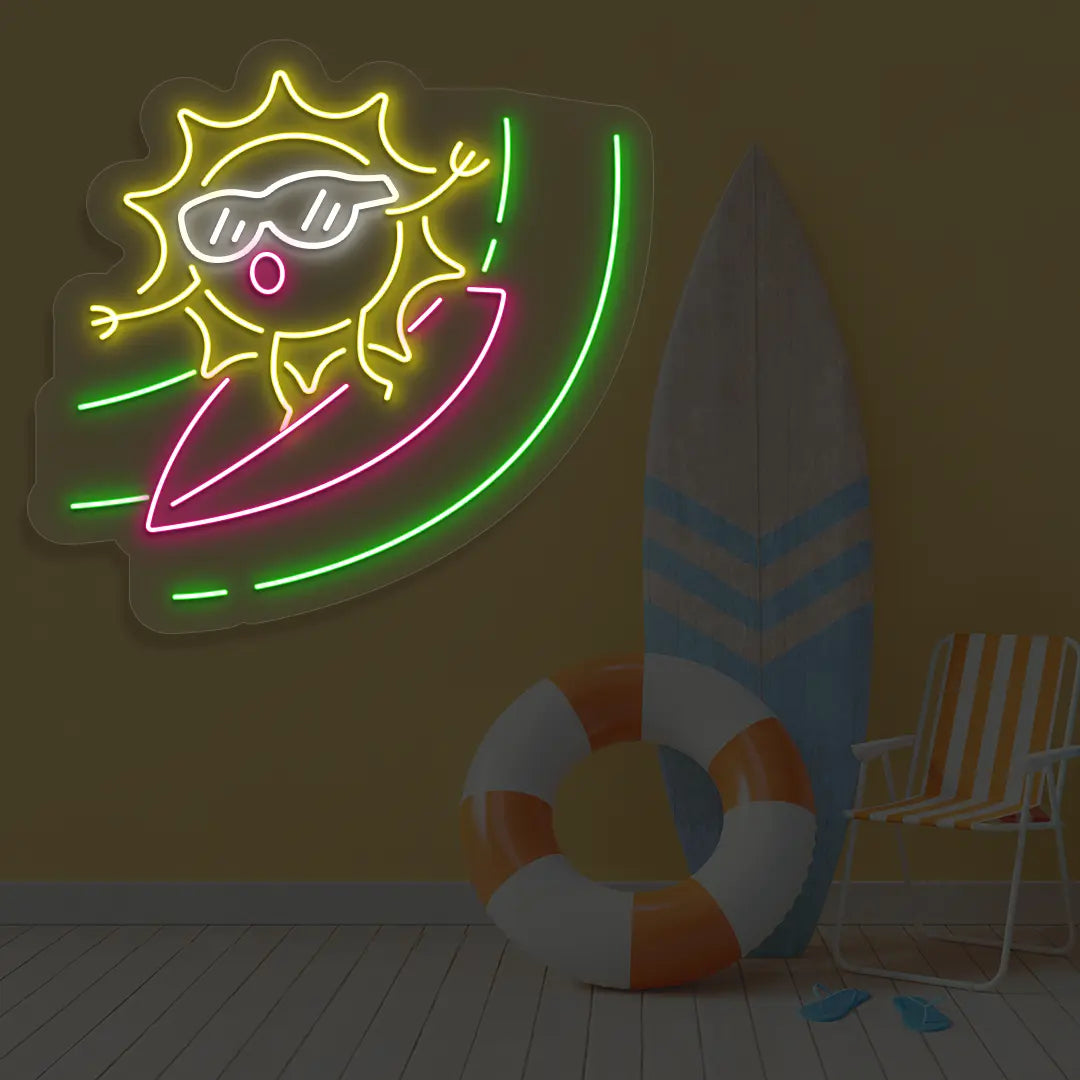 Sunny Surfer Neon Sign in Green color