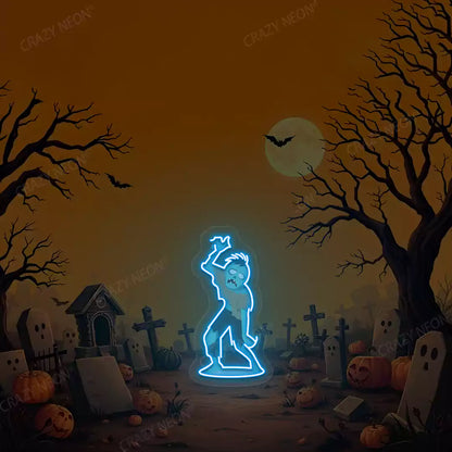 Graveyard Zombie Neon Artwork | Iceblue