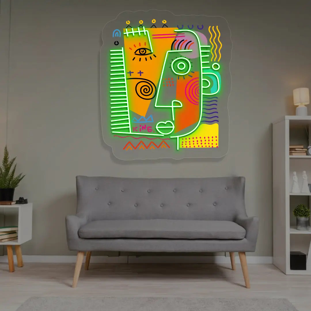 Regal King Abstract Neon Artwork Sign n Green color