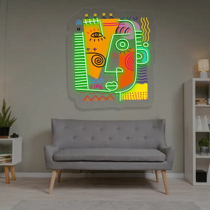 Regal King Abstract Neon Artwork Sign n Green color