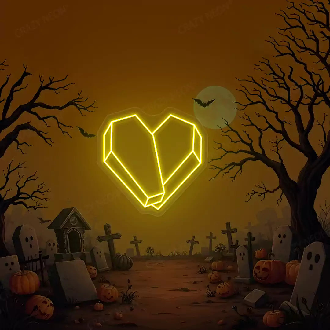 Coffin Heart Neon Sign | Yellow