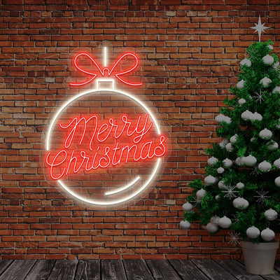 Merry Christmas Bauble LED Neon Sign | Warm White