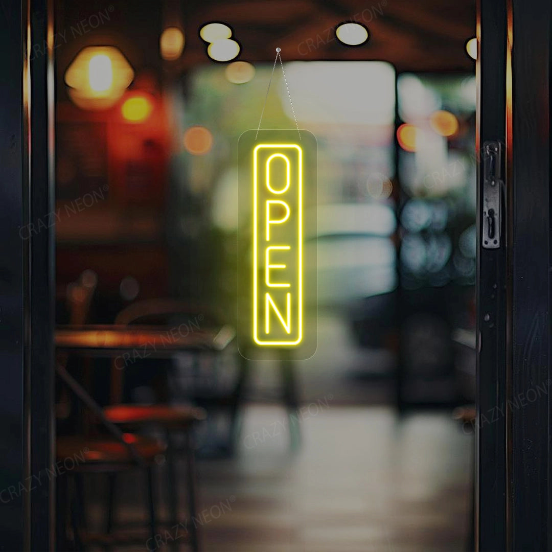 Vertical Open Neon Sign | Yellow