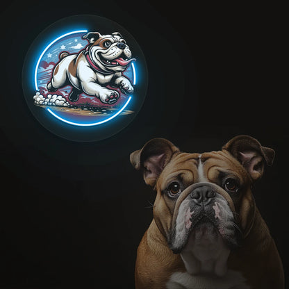 Zoomies Bulldog Run Neon Artwork in Iceblue Color