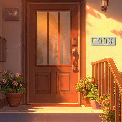 Minimal House Number Metal Sign Monogram in Silver Colour