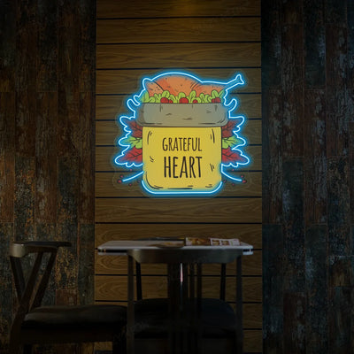 Autumn harvest jar thanksgiving neon sign in ice blue