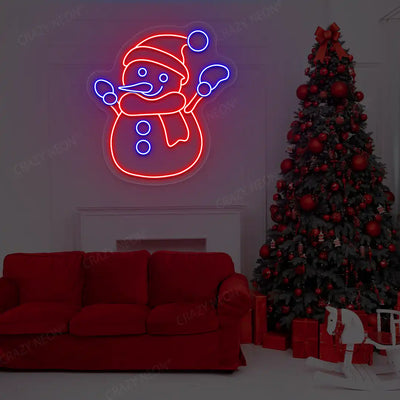 Frosty Cheer Snowman Neon Sign | Red