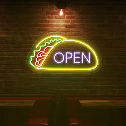 Open Tacos Led Neon Sign | Purple 