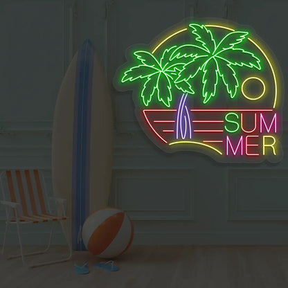 Summer Paradise Neon Sign in Red Color