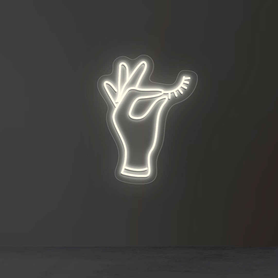 Hand Holding Eyelash Neon Sign | CNUS013090 | Warmwhite
