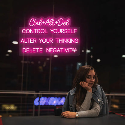 Ctrl + Alt + Dlt Quote Led Neon Sign | Pink