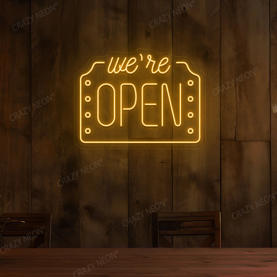 We're Open Neon Sign | Orange