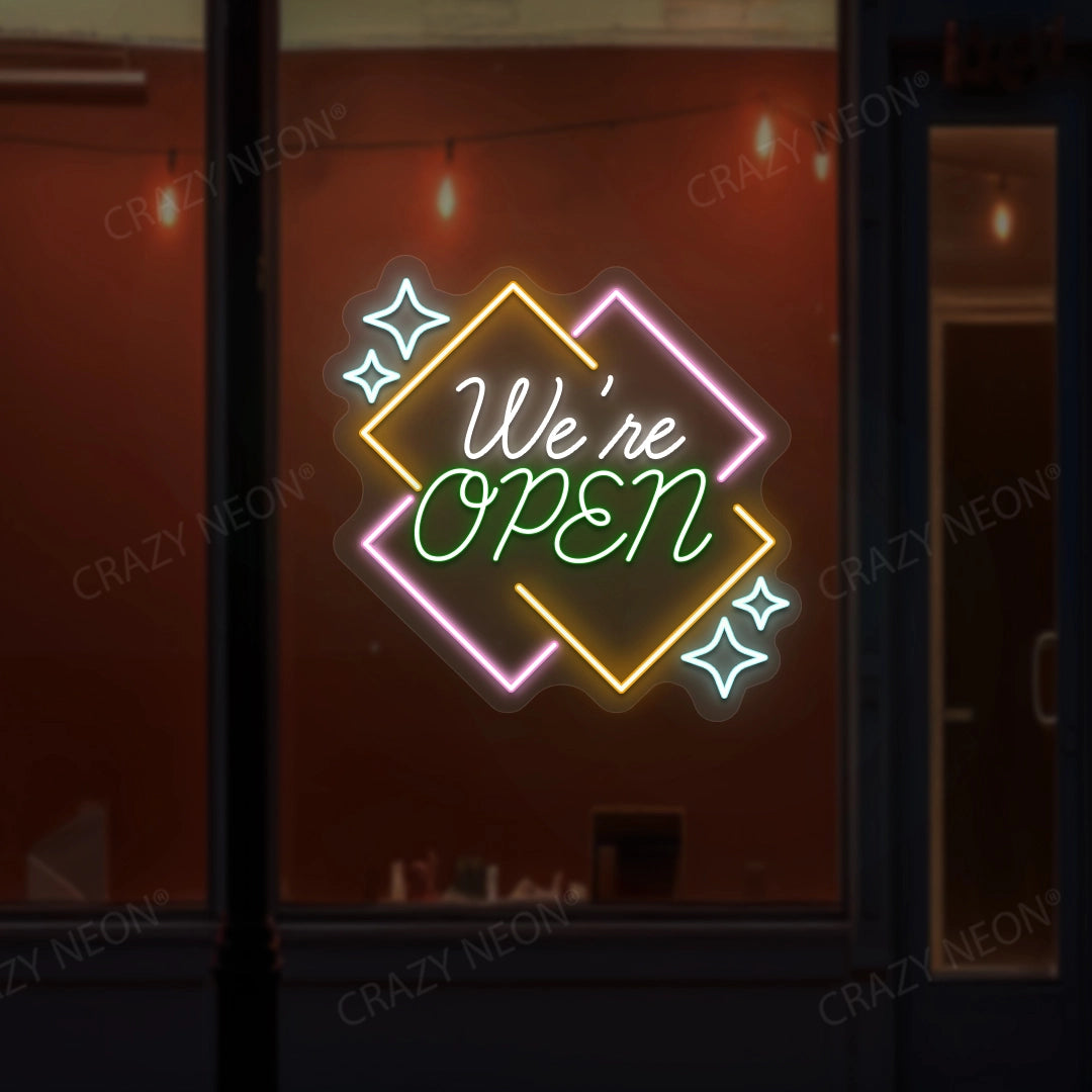 We're Open Neon Sign - Multicolor | Green