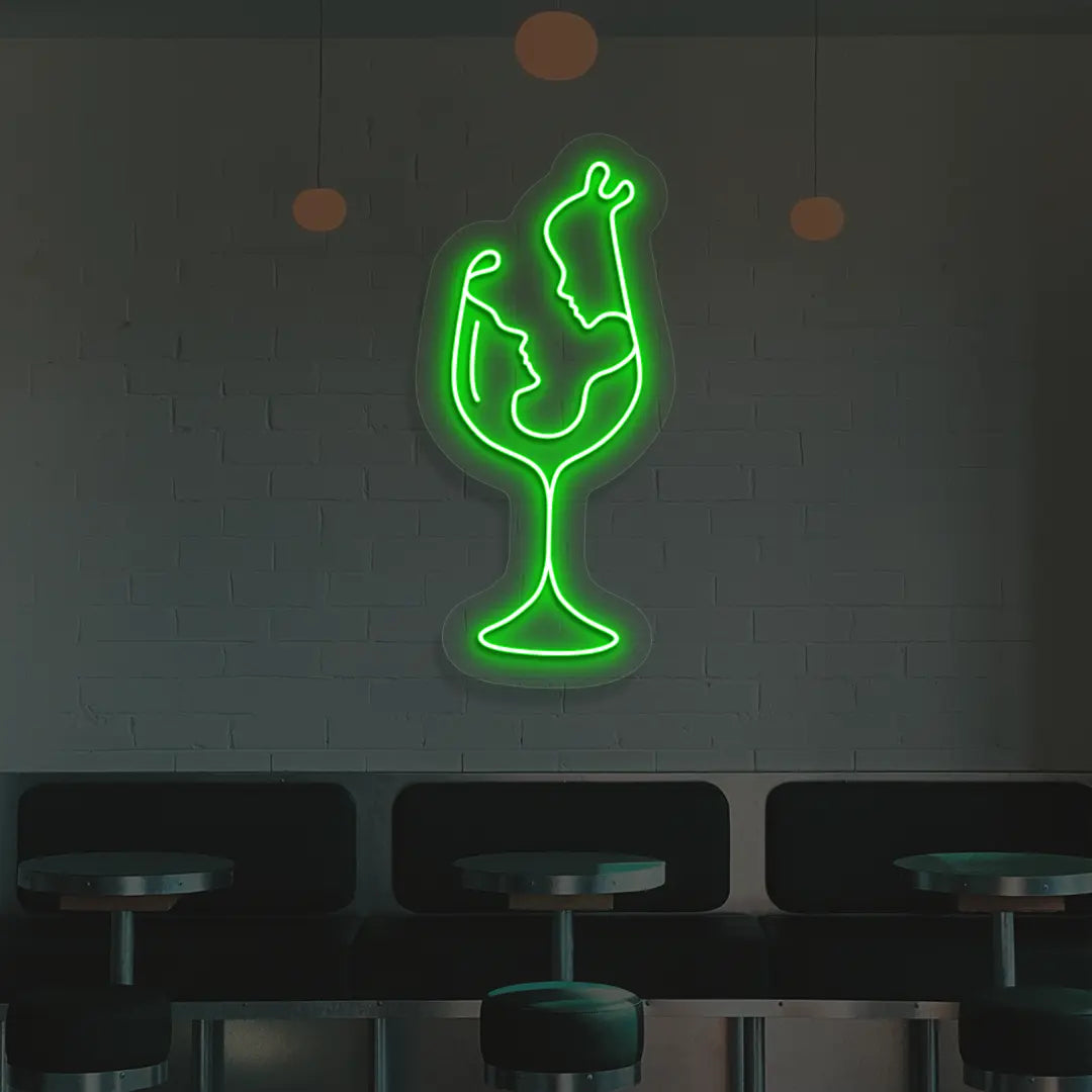Sips & Soulmates Neon Sign in Green Color