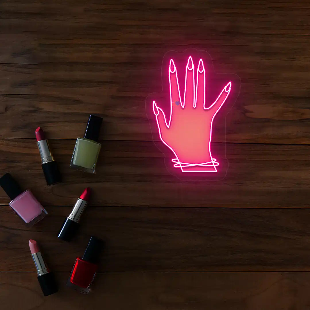 Nail Game Strong Neon Artwork in Pink color