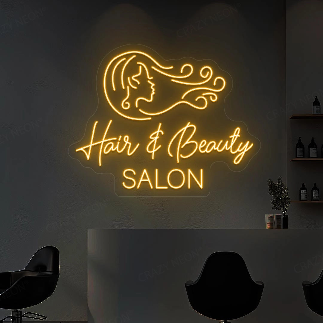 Hair & Beauty Salon Neon Sign | Yellow