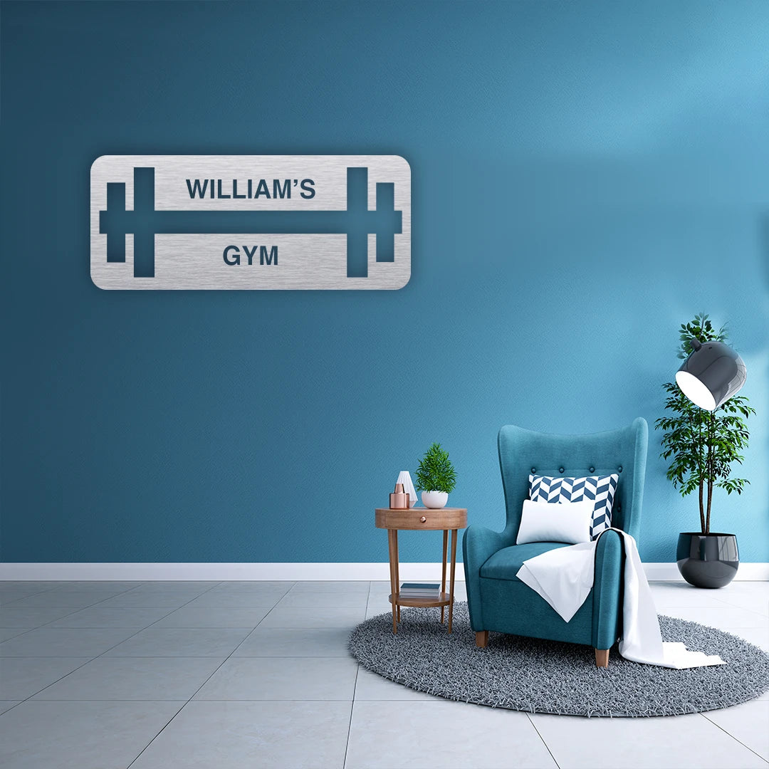 Custom Gym Name Metal Monogram in Silver finish