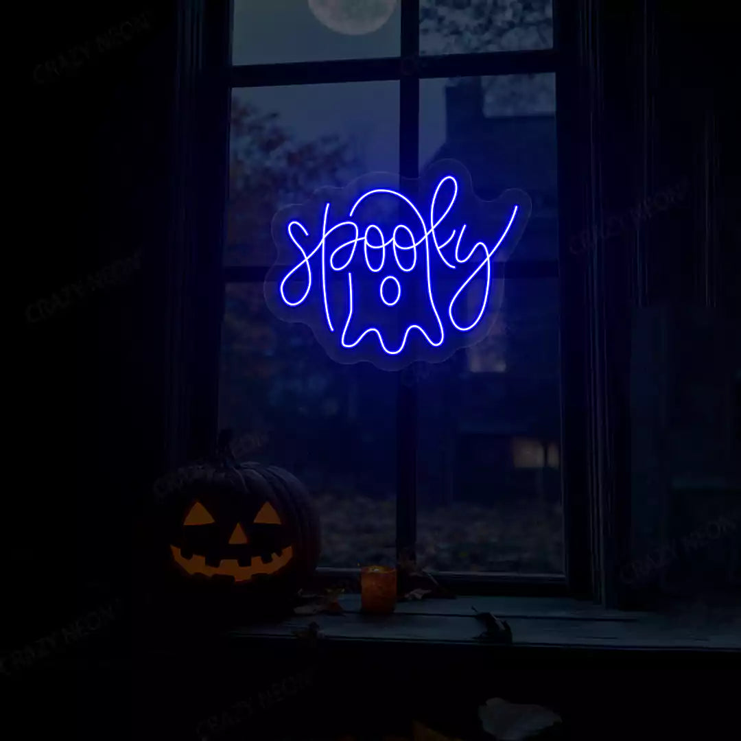 Spooky Ghost Neon Sign | Blue
