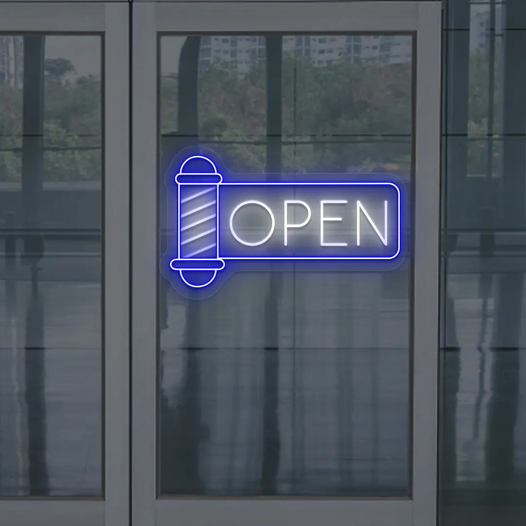 Get Barber Pole Open LED Neon Sign | Storefront Glow – Crazy Neon