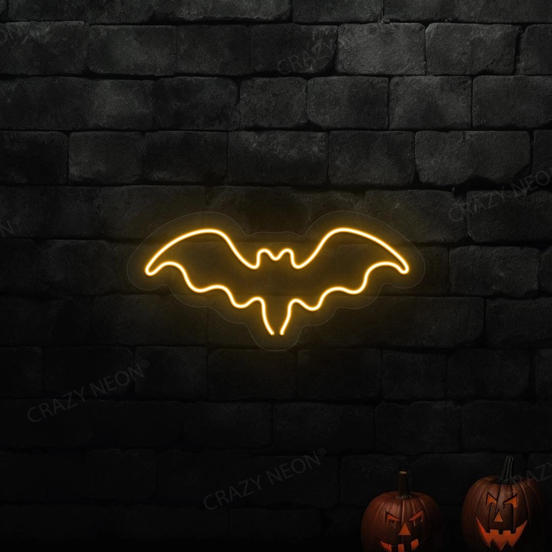 Halloween Bat Neon Sign | Orange 