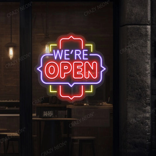 We Are Open Multicolor Sign | Red Purple