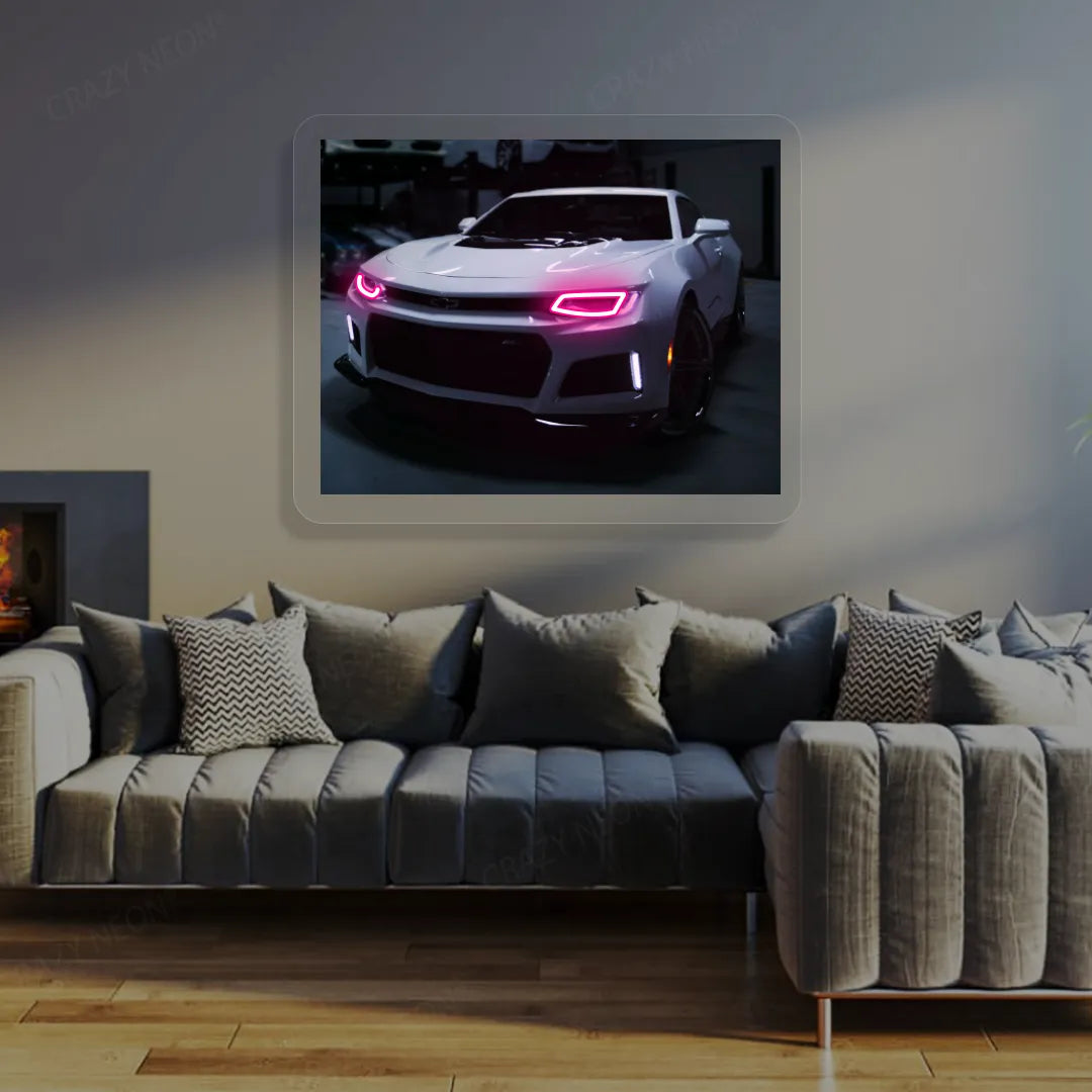 Chevy Camaro Headlight Neon Artwork | Pink