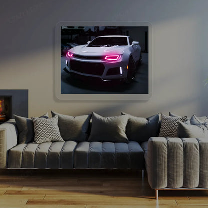 Chevy Camaro Headlight Neon Artwork | Pink