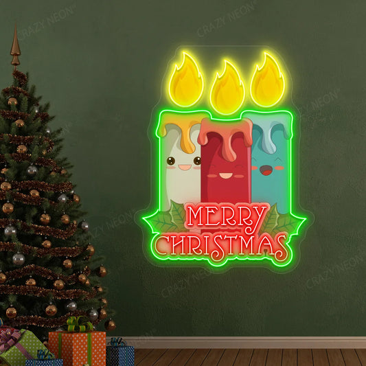 Christmas Candles Neon Sign | Green