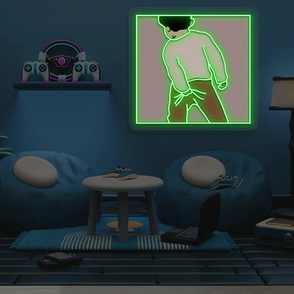 Scratching A** Neon Artwork in Green color