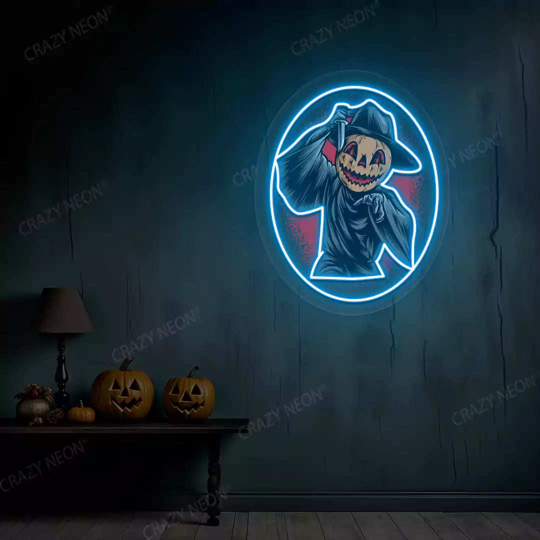 Pumpkin Reaper Neon Artwork | Iceblue