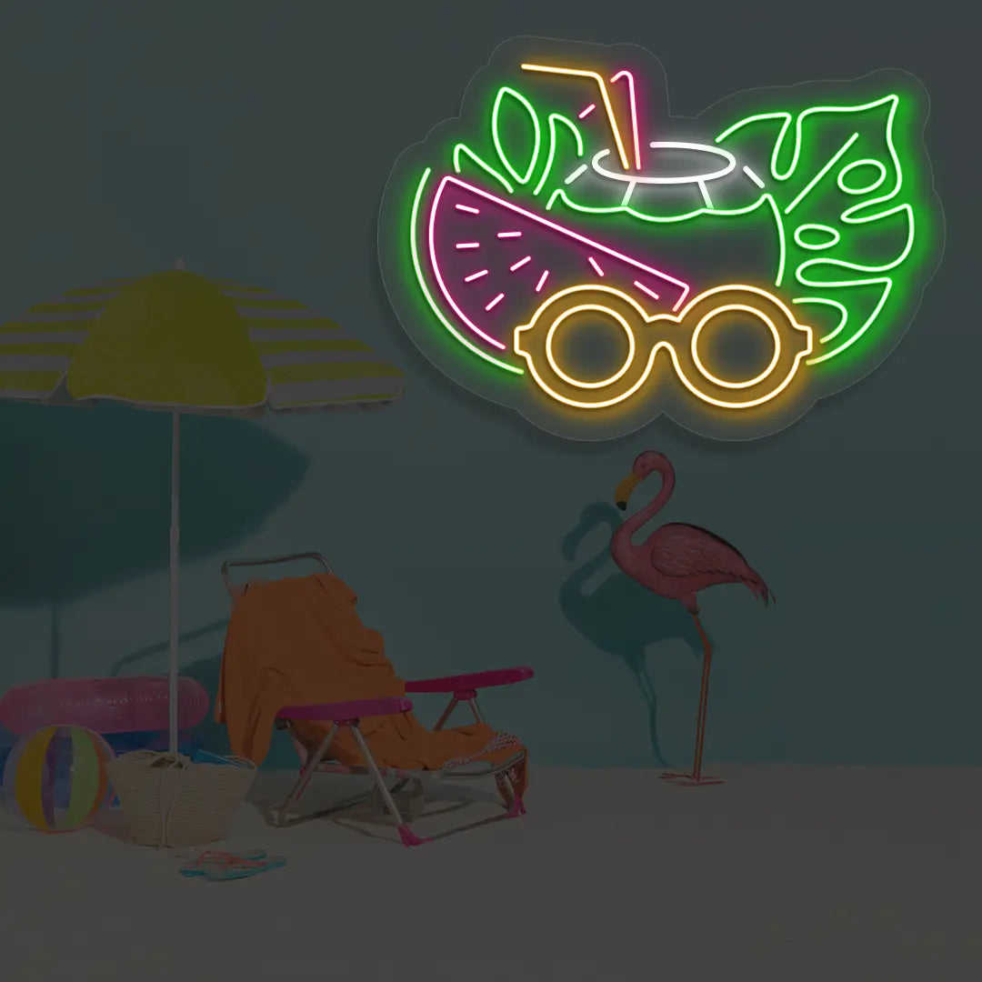 Coconut Chill Neon Sign in Orange color