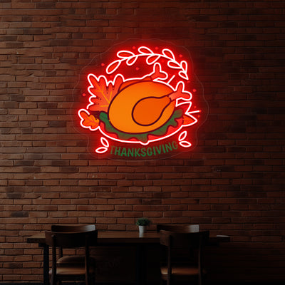 Thanksgiving roast turkey neon sign in red