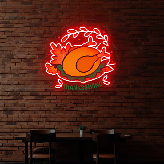 Thanksgiving roast turkey neon sign in red