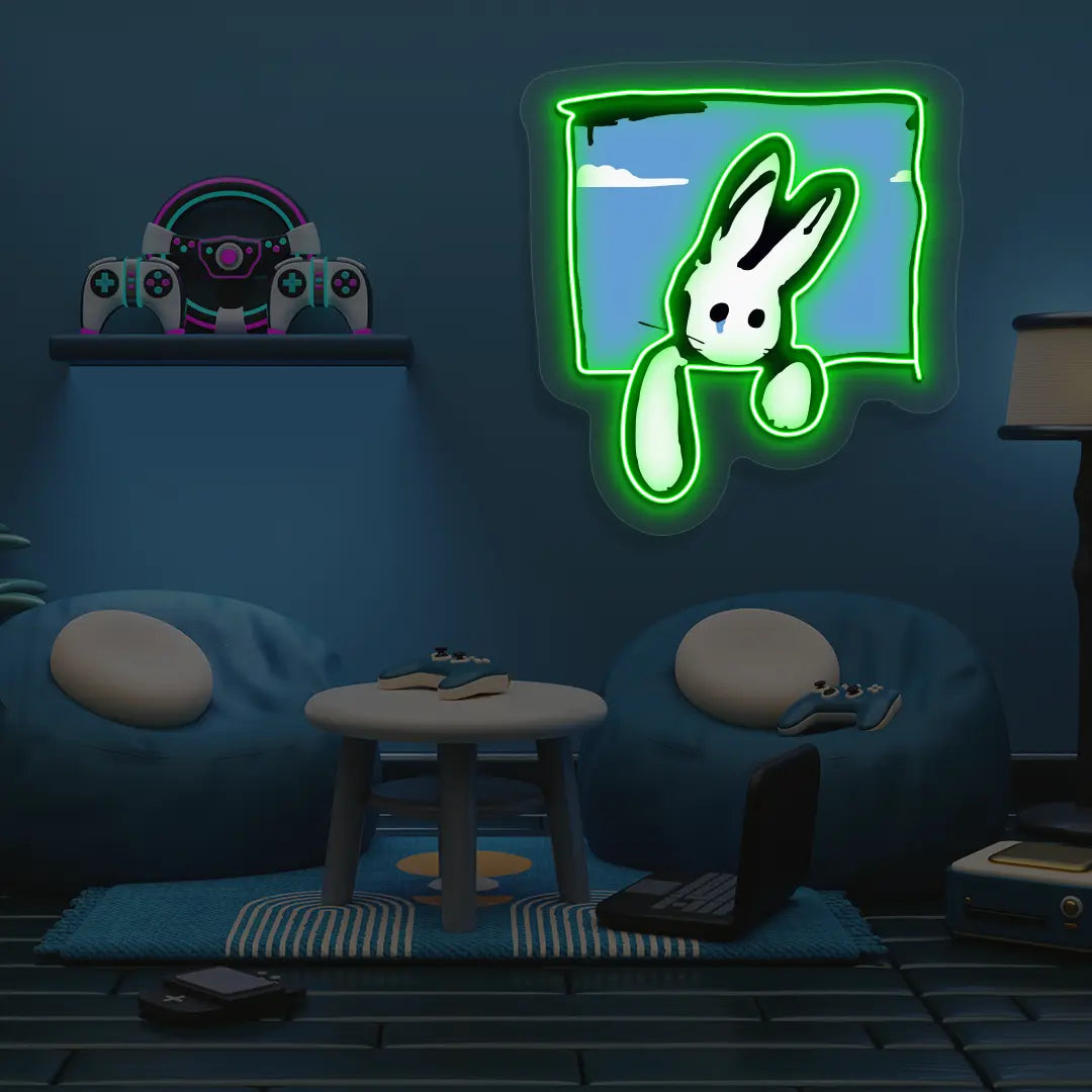Peek-a-Bun Neon Artwork in Green color