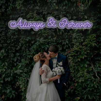 Always And Forever LED Neon Sign in purple