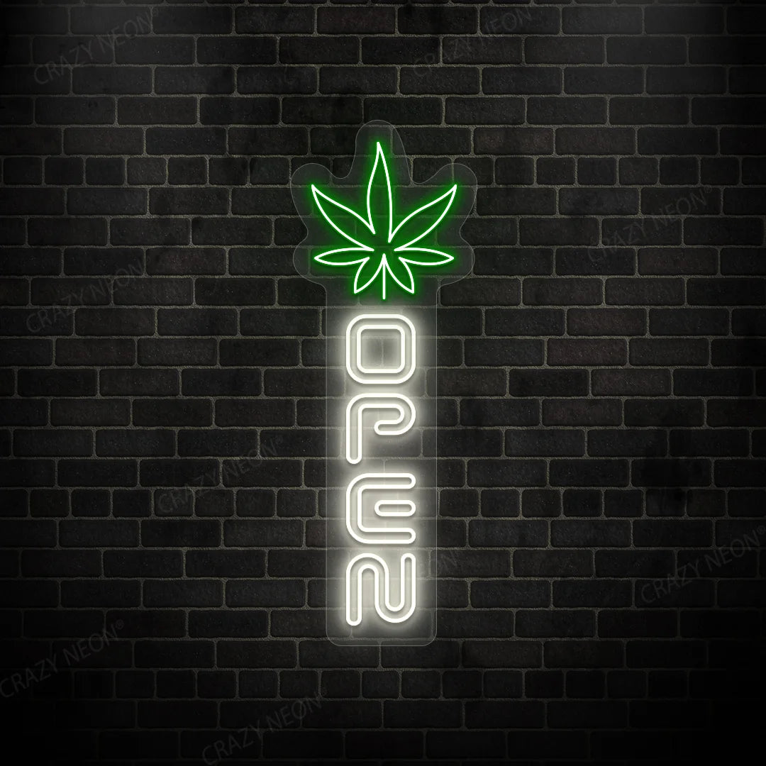 Weed Leaf Open Sign