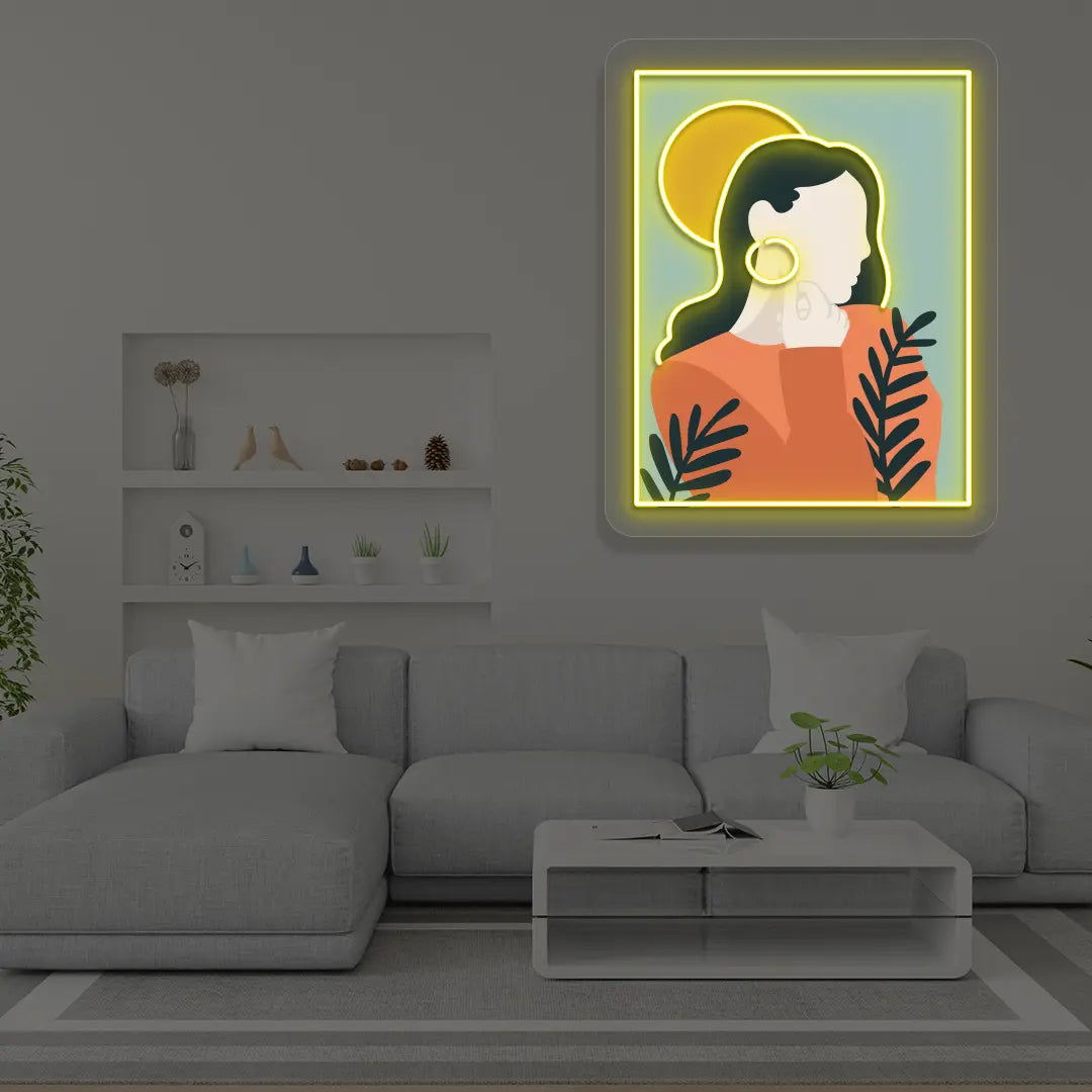Calm Aura Abstract Neon Artwork Sign in Yellow color
