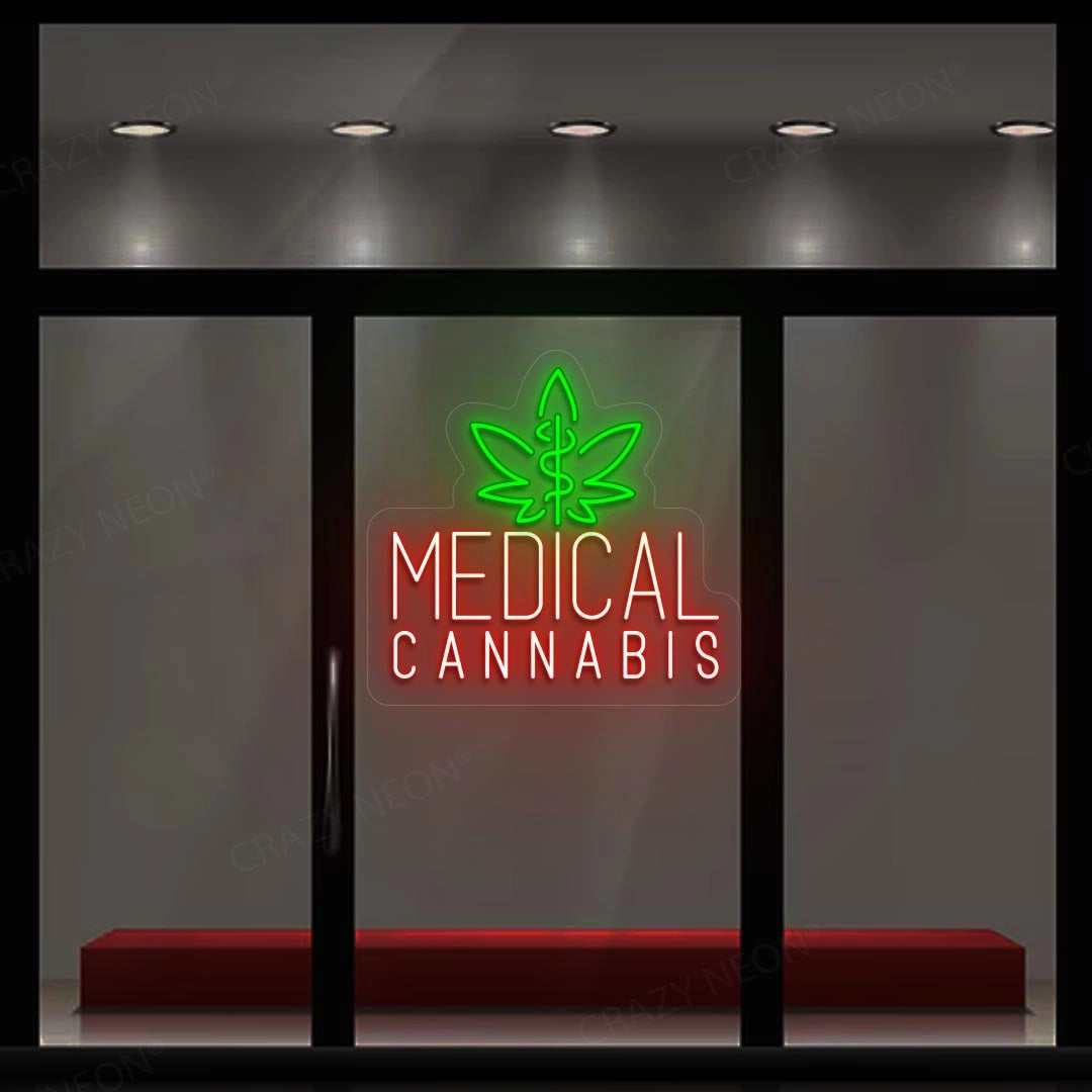 Medical Cannabis Leaf Neon Sign | Red