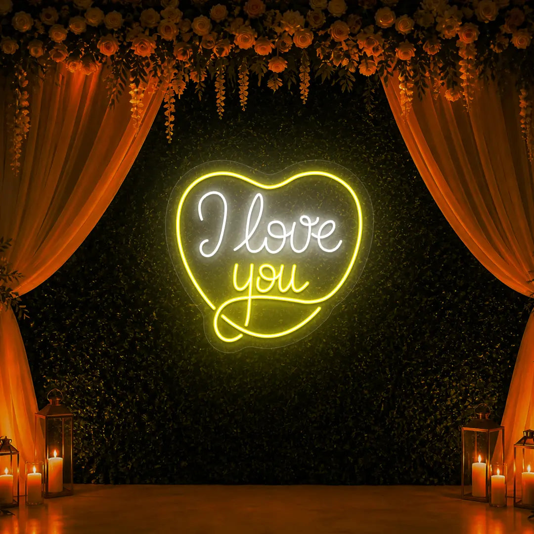 I Love You Forever Neon Sign in Yellow color
