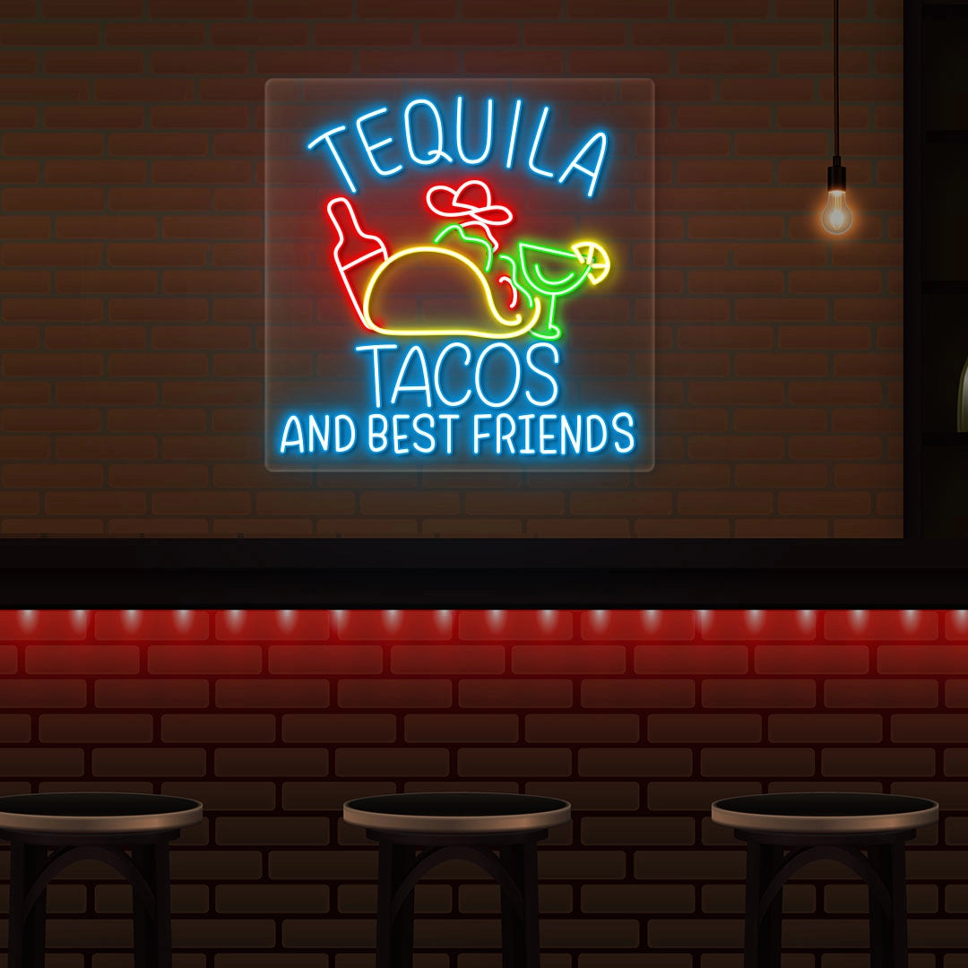 Tequila and Tacos Neon Artwork Neon Sign | Ice Blue 